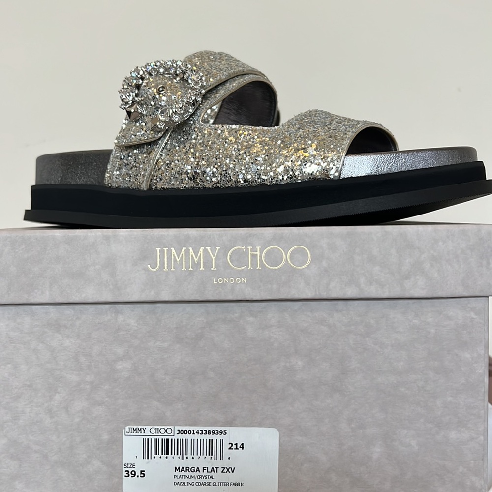 Jimmy Choo Marga Flat Glitter Slides
